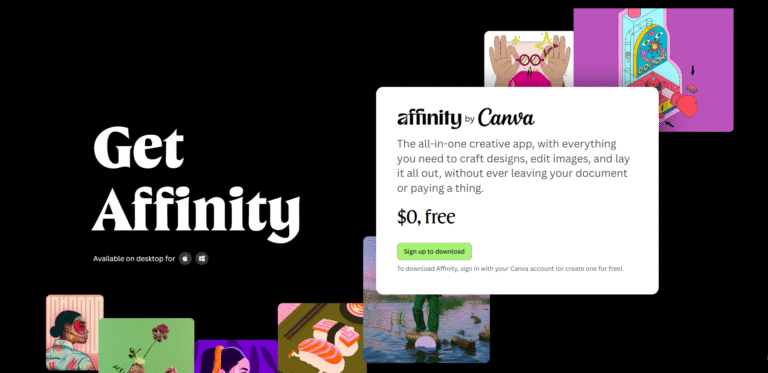 Affinity Designer by Canva announcement splash screen free forever design app